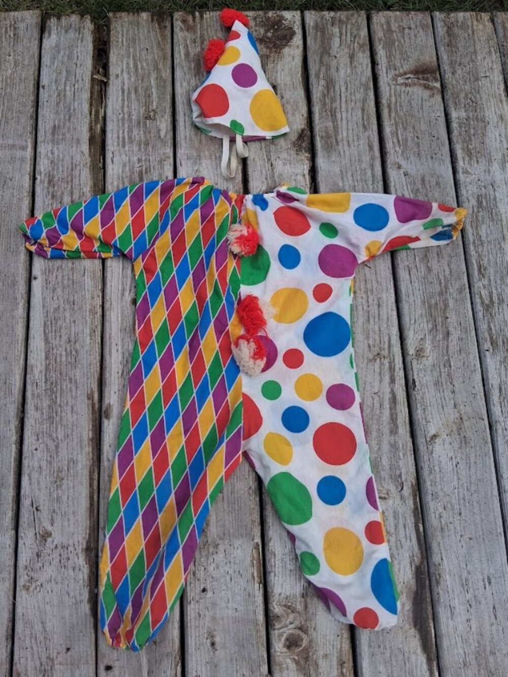 Vintage Clown Costume Kids 4-6 Polka dots Also for Birthday Party